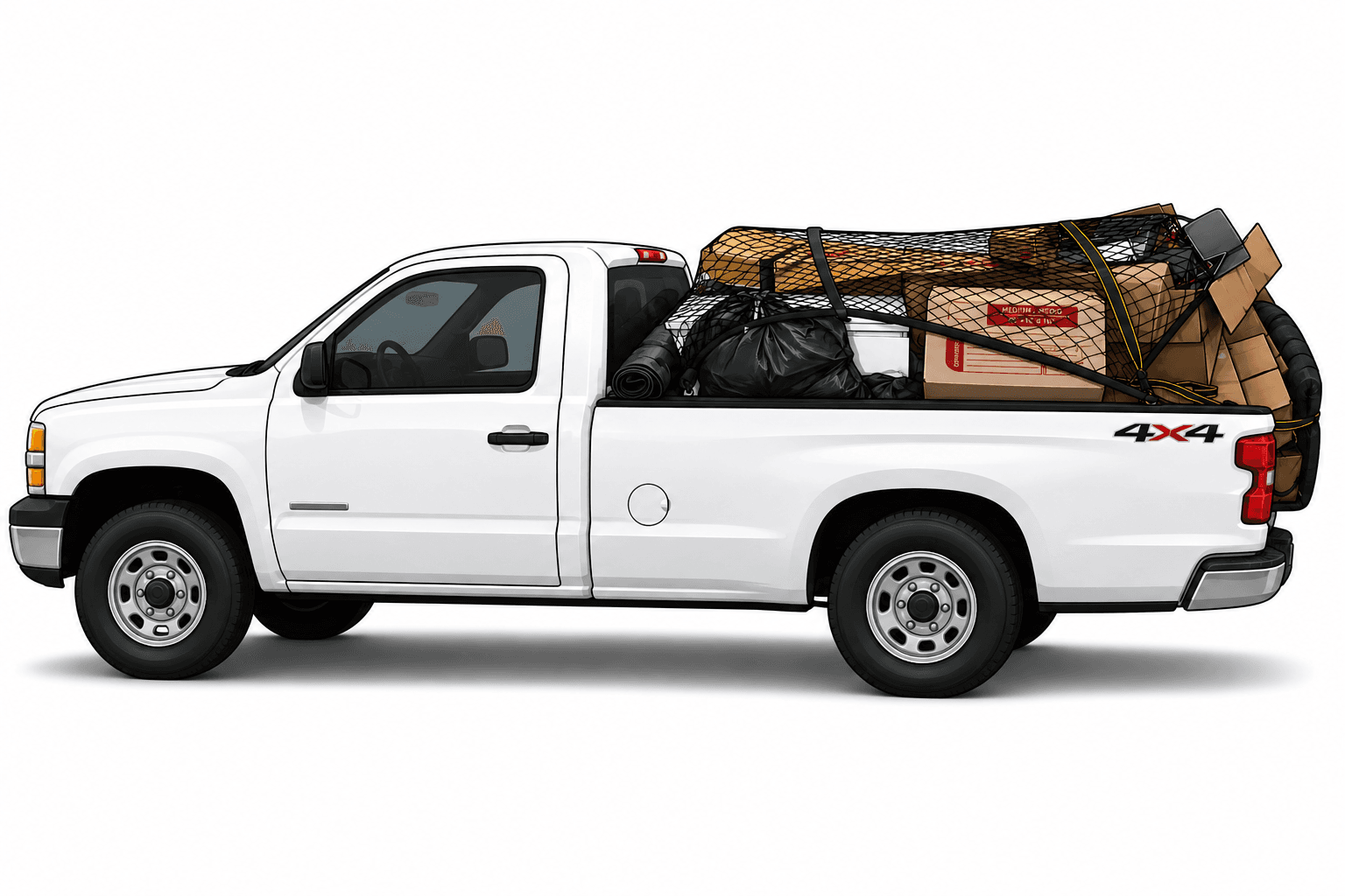 Pickup truck bed full of junk